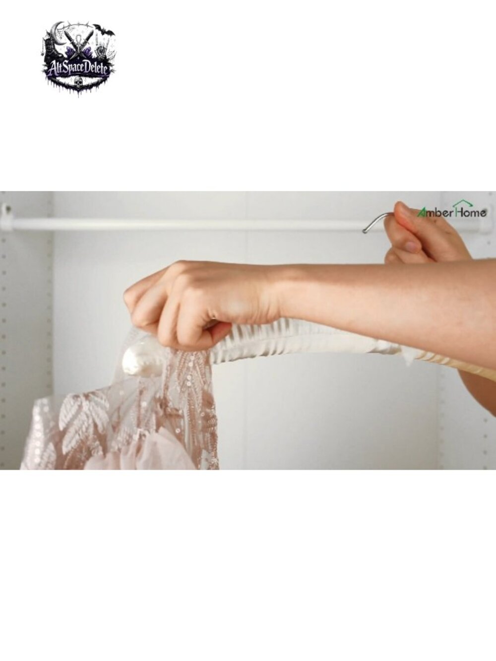 Satin Padded Hangers 17" Bow Design Anti-Slip for Knits Dresses 5 Pack - Picture 6 of 6